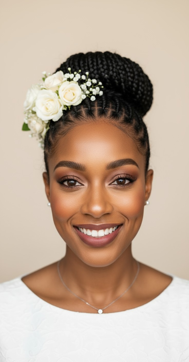 After Bridal Flower Bun Hairstyle